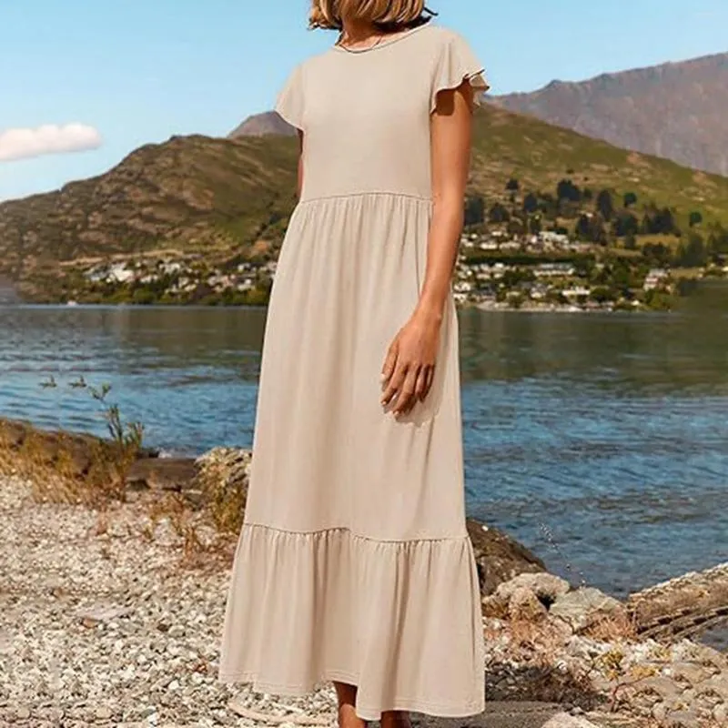 Abiti casual estate sciolte eleganti lunghe per donne 2024 Solid Pretty Women Women Maxi Dress Female Midi