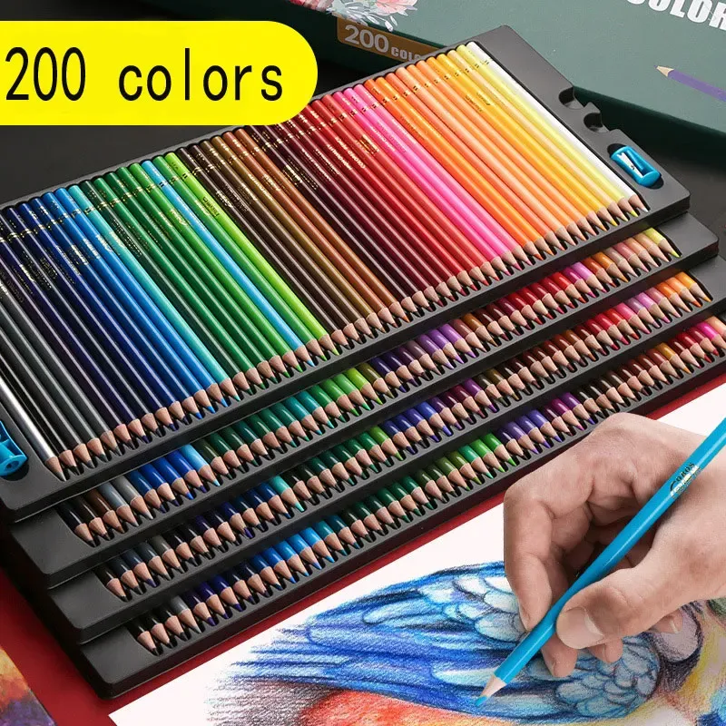 Ołówki 72/120/150/200 Kolorowy zestaw ołówek zlewnia lub tłusta opcjonalna do szkolnego rysunku sztuki i szkicowania specjalnego ołówka
