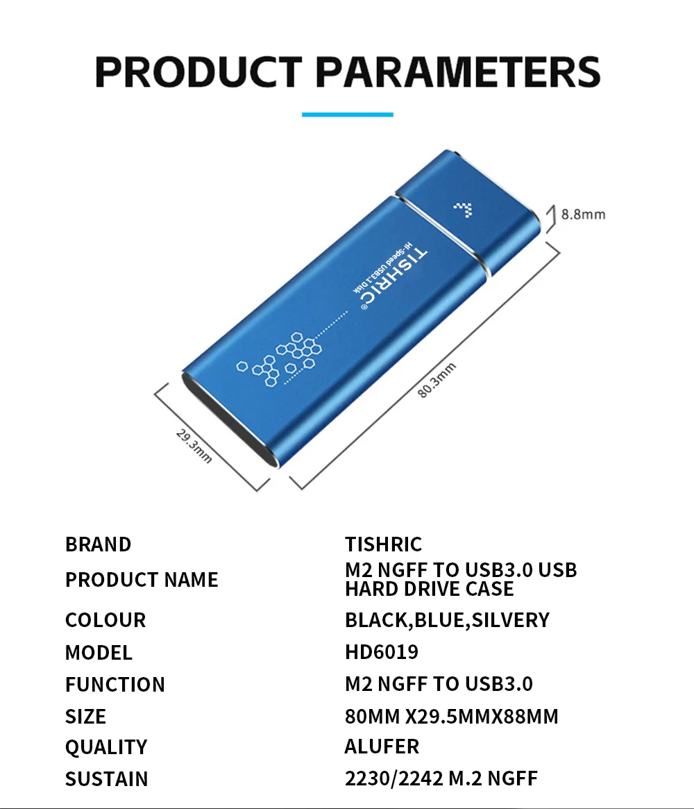 TISHRIC M.2 SSD Enclosure USB 3.0 External Case For... From Ddmylovely ...