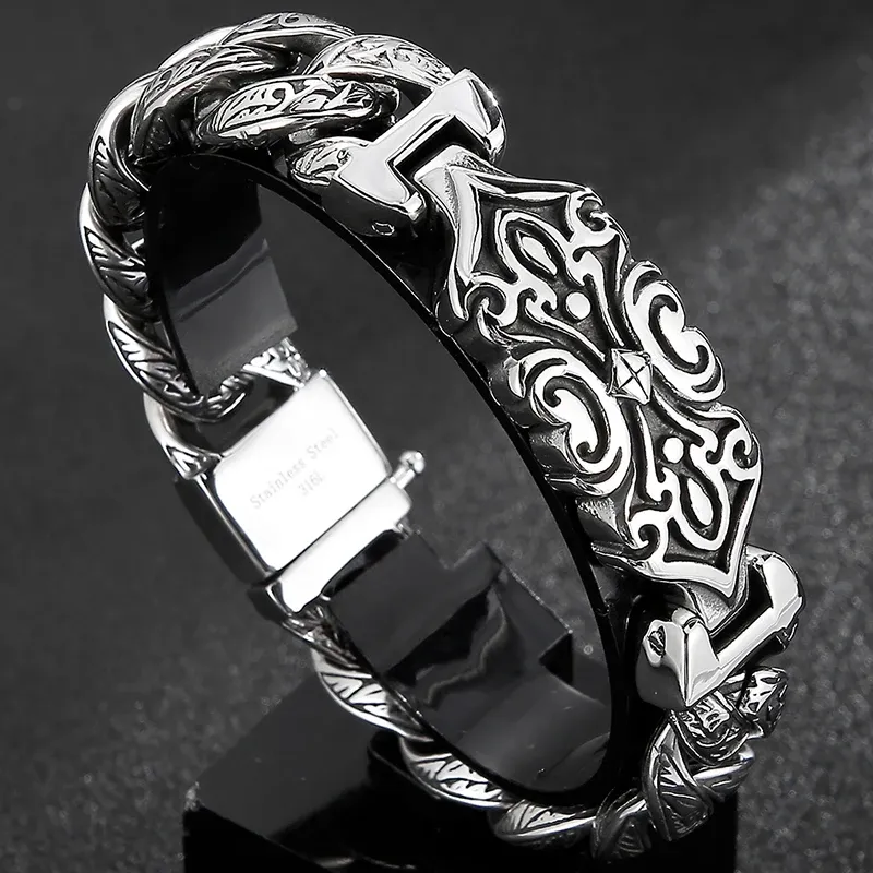 Pulseiras de pulseiras vintage para homens para homens idosos cor aço inoxidável Link Chain Men's Boys An Hand Bracelets