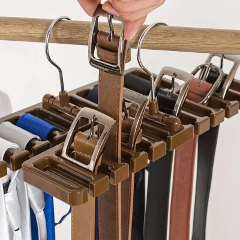 New Plastic Tie Belt Scarf Organizer Closet Wardrobe Space Saver Hanger for Men Women Clothing with Metal Hook Belt Storage