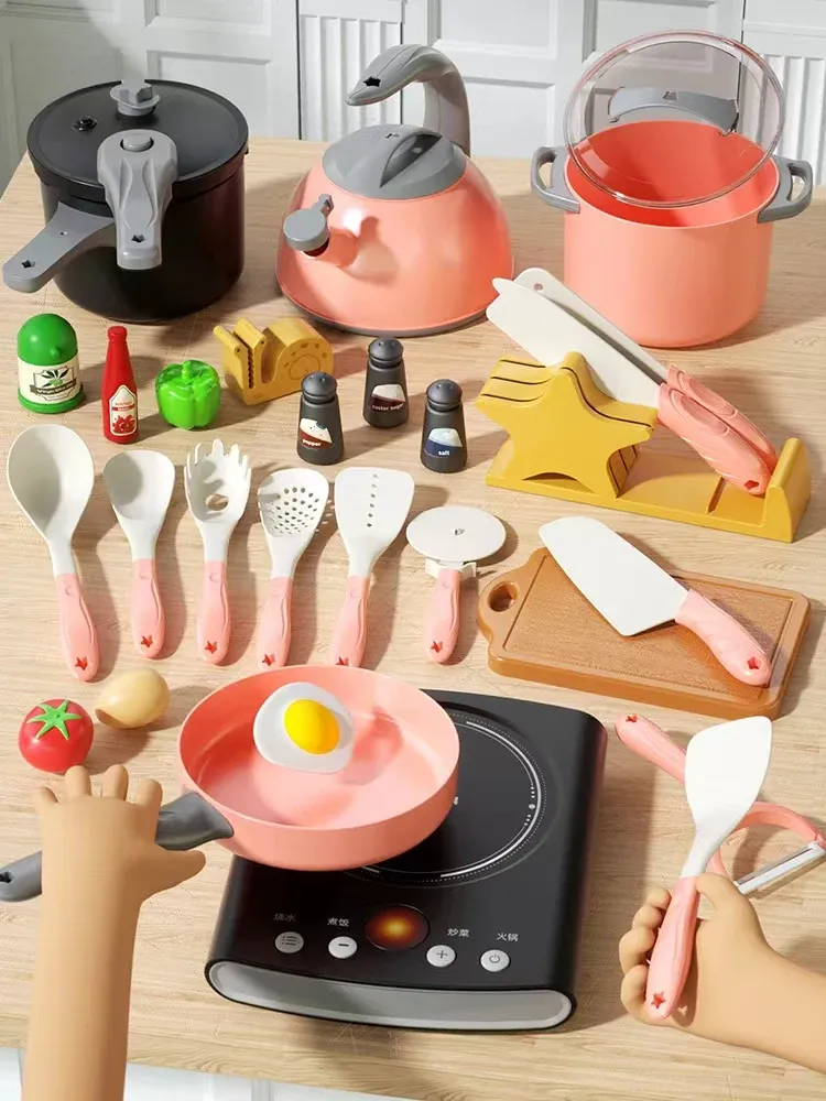 Kids Play Kitchen Set: Pretend Play Cooking Cutting Food