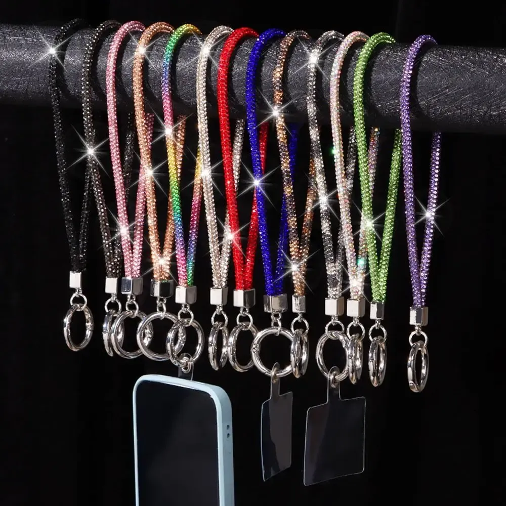 Telefoon diamant kristal pols riemen glitter rhinestone telefoon lanyard sleutelhanger hangend anti-goed touw