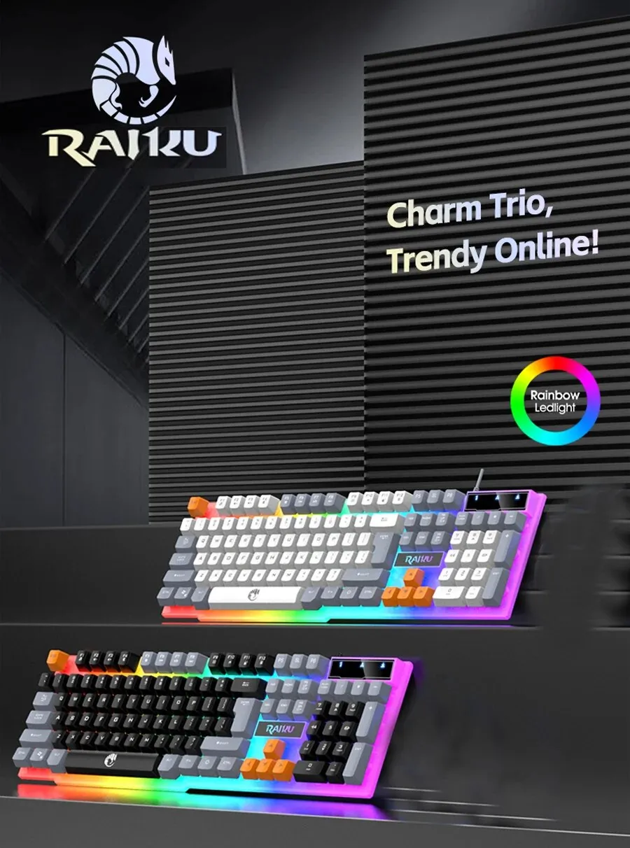 RAIKU K26 Wired 104 Key Membrane Keyboard Colorful... From Ddmymaster ...