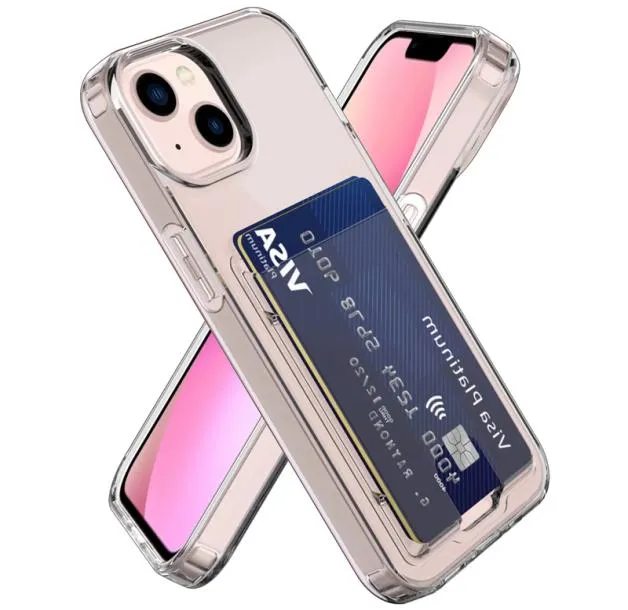 Card Pocket Anti Shock Cases For Iphone 13 Pro Max 12 IP13 23MM Card Slot Fashion Credit ID Transparent Clear Shockproof Soft TPU4995451