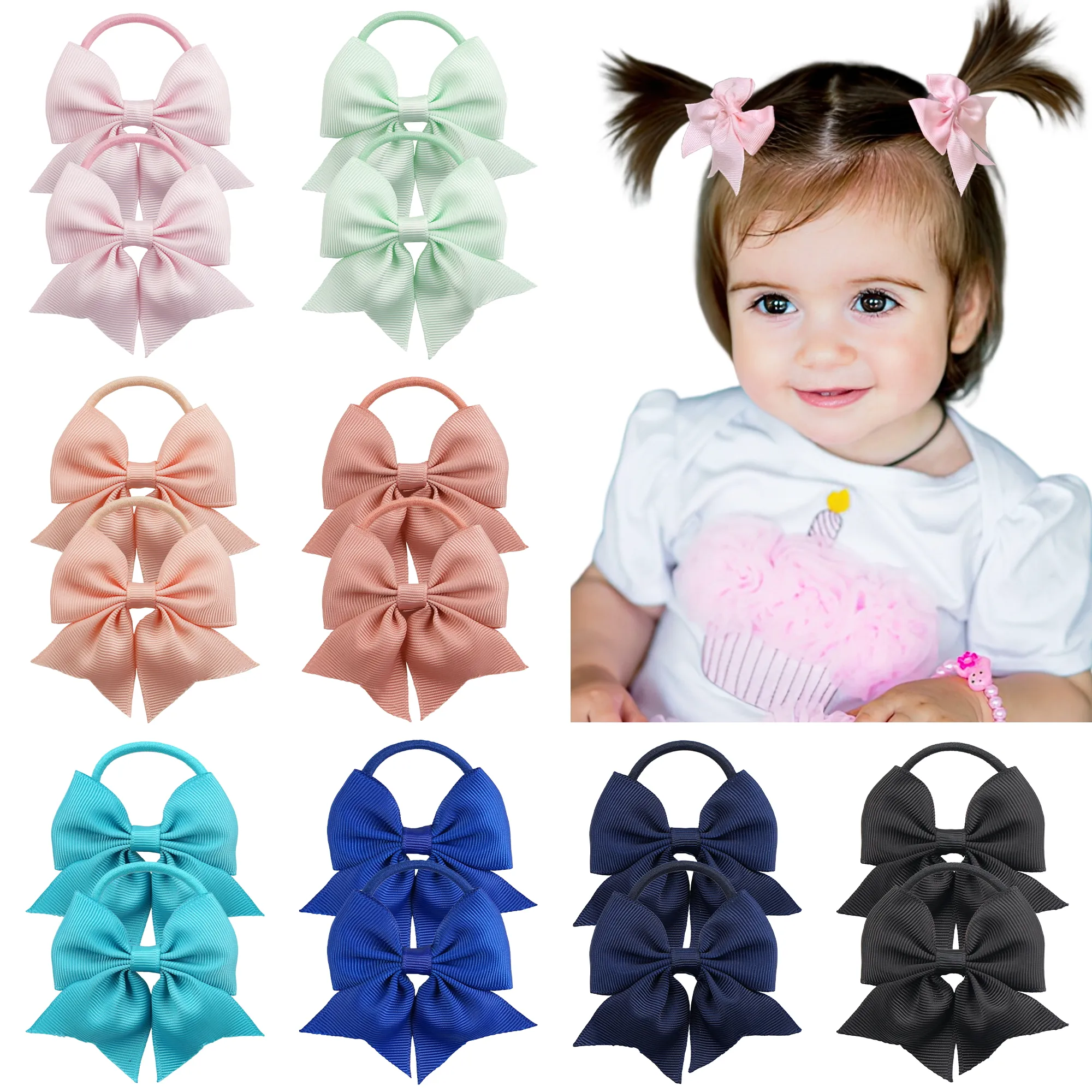 Bowbear Toddler Girls 18-Piece Cartoon Ponytail Holders - Fun Hair Ties For Little Girls