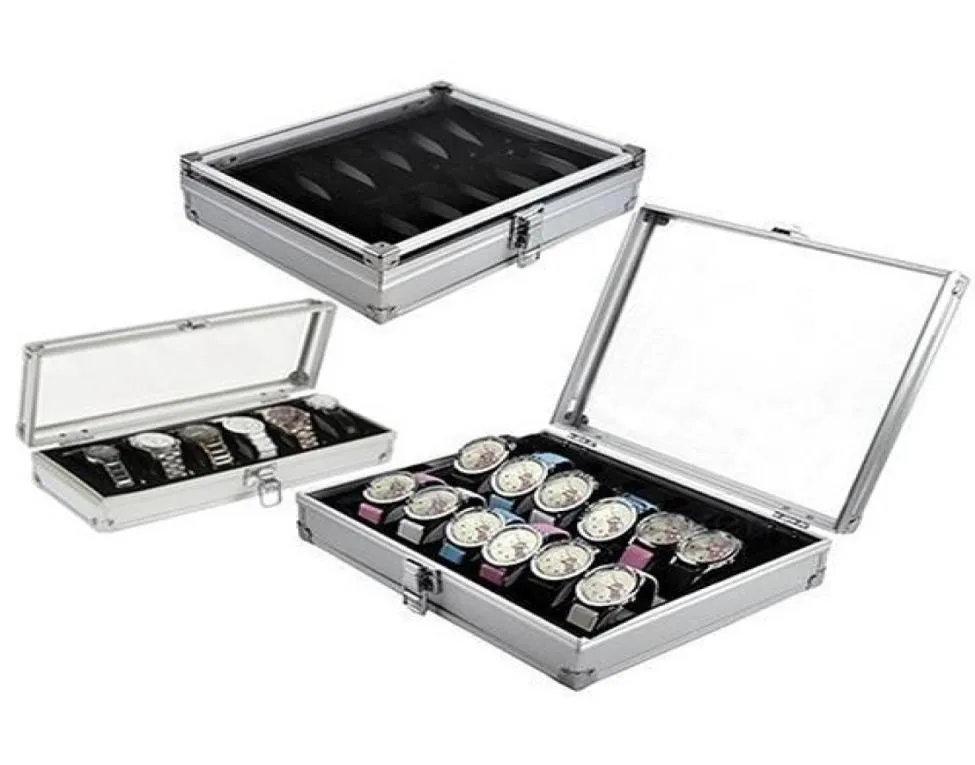 GRID Slots Watch Box Bekväm Lätt Watch Winder smycken handledsklockor Fallhållare Display Storage Box Aluminium Organize9118278
