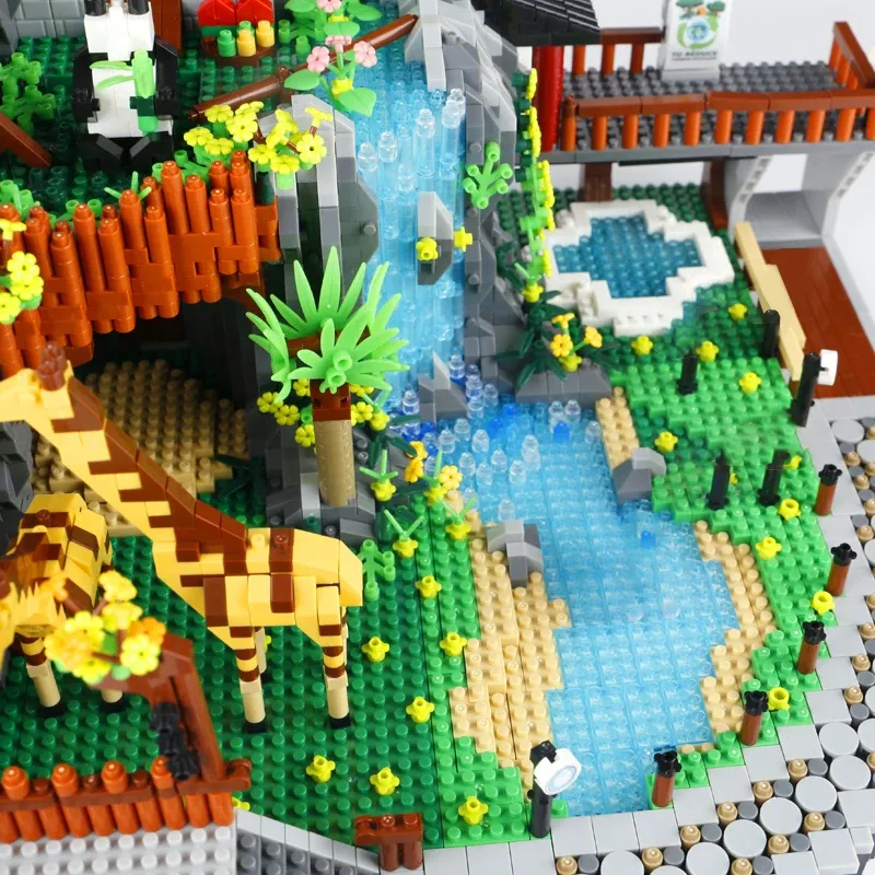 Bloco de construção do zoológico DIY 4800+PCS Desert Park Mini Bricks Animals Modelo montar Presentes interativos para crianças para crianças Sem caixa