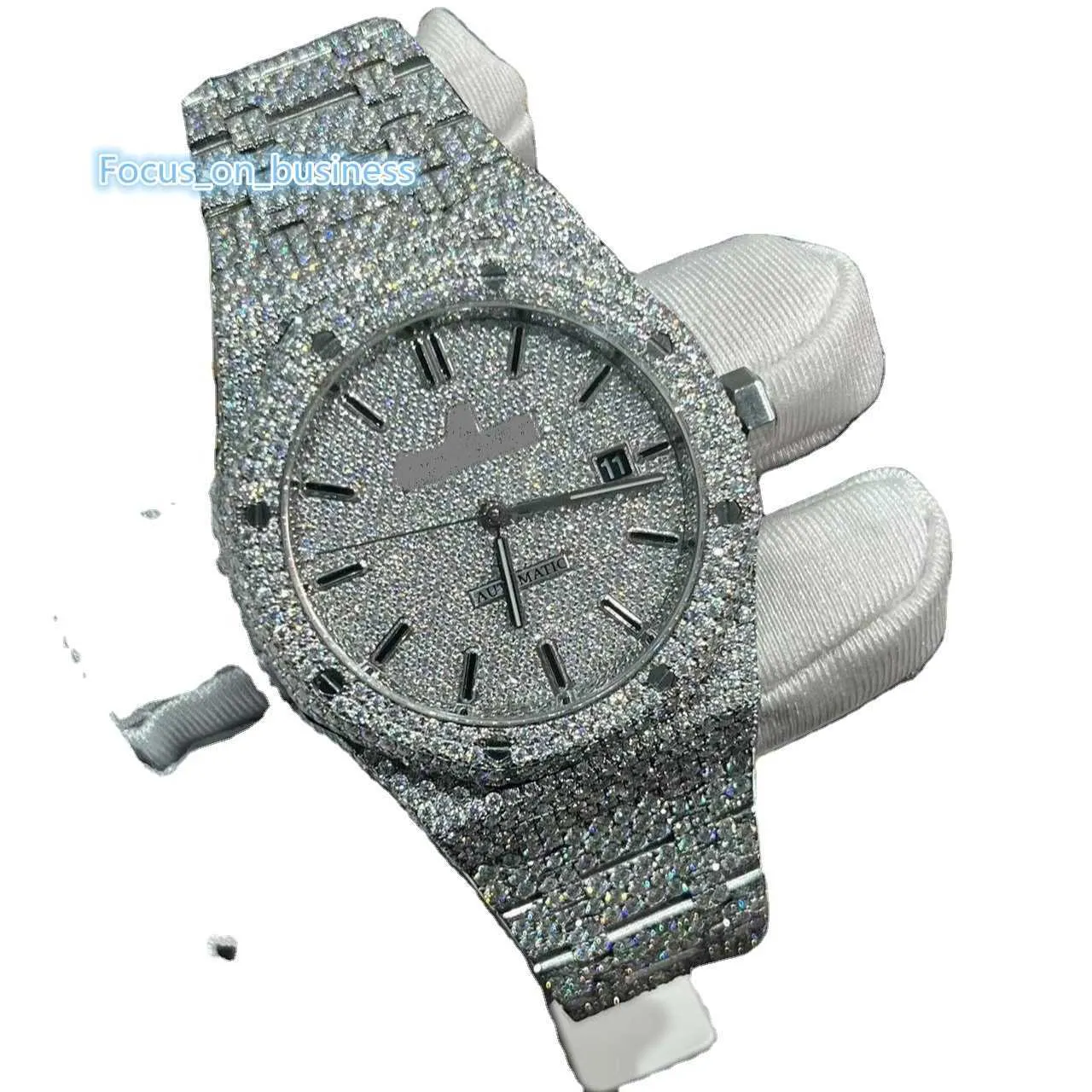 Beliebtes weißes Moissanit VVS Cuban Watch AP 1023 ICED Out Bust Down Hip Hop Watch Personalisierte Luxusuhr