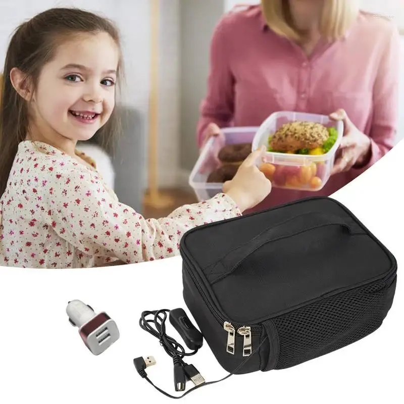 Dinkware USB Contenitore per pranzo al riscaldamento portatile USB per vari cibi borse per auto 2 in 1 riscaldata e isolata