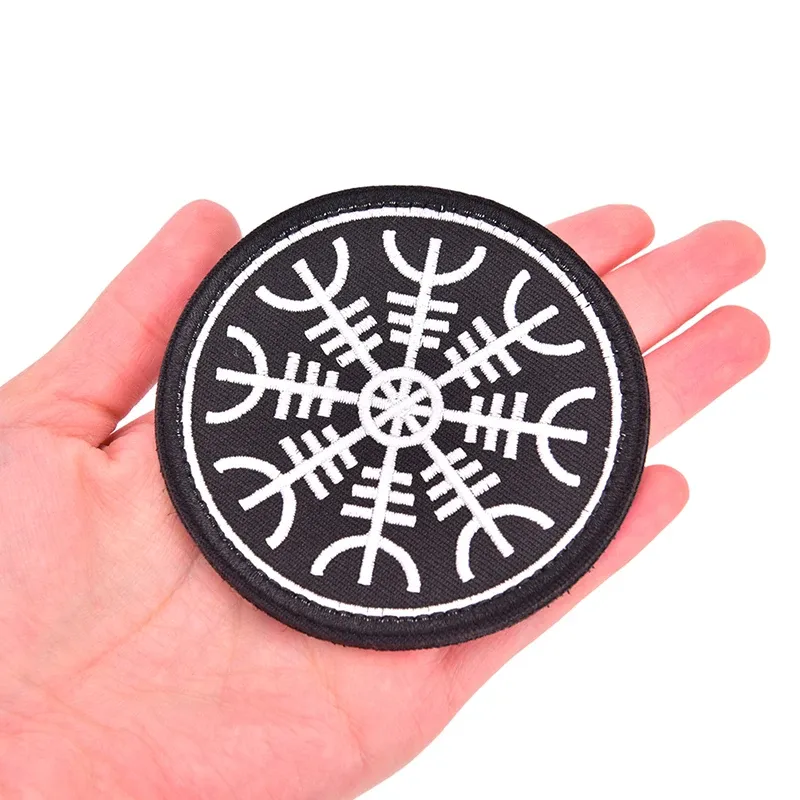 thumbnail image 2 of Embroidered Viking Vegvisir Compass Patch With Hook & Loop Backing For DIY 2 of 5