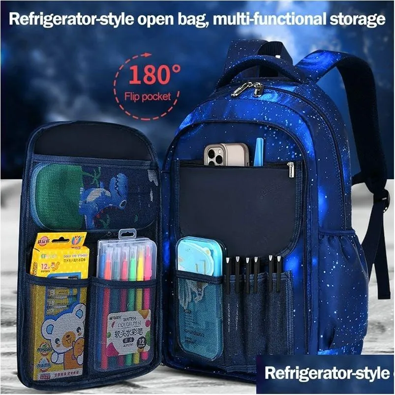 Backpacks Dzieci Bags szkolny Wodoodporny boczny chłopiec plecak szkolny dla dzieci główny uczeń Mochilas Drop dostawa dh6y0