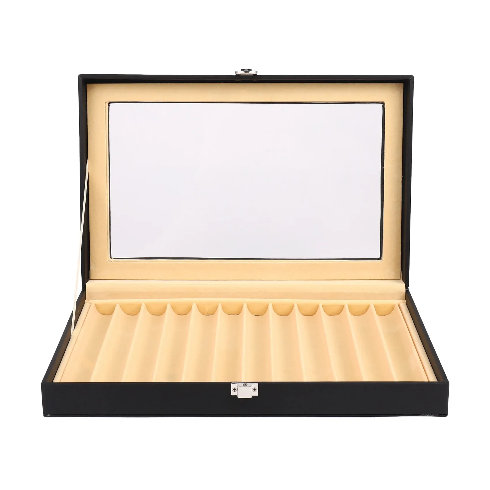 Koffer 12 schwarze Stiftbox Leder -Stift -Display -Box PU Pen Storage Box Lederstift Koffer Aufbewahrungsbox