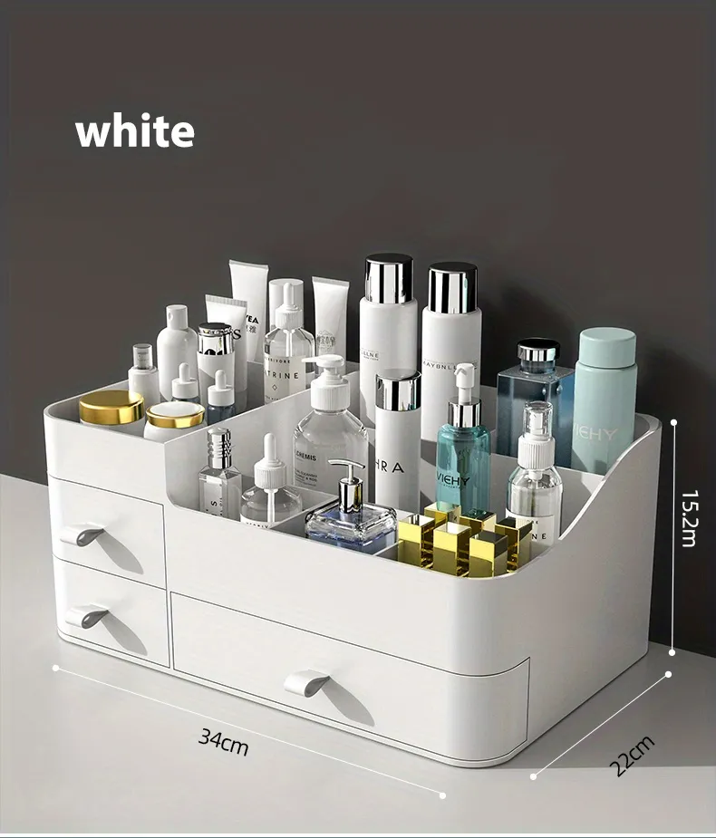Desktop storage drawers wooden cosmetic organiser box for office ...