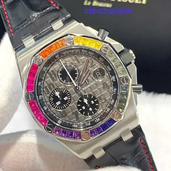 Kalendarz AP Na ręce Royal Oak Series 26470st.oo.a104cr.01 Męski zegarek z Rainbow Ring za