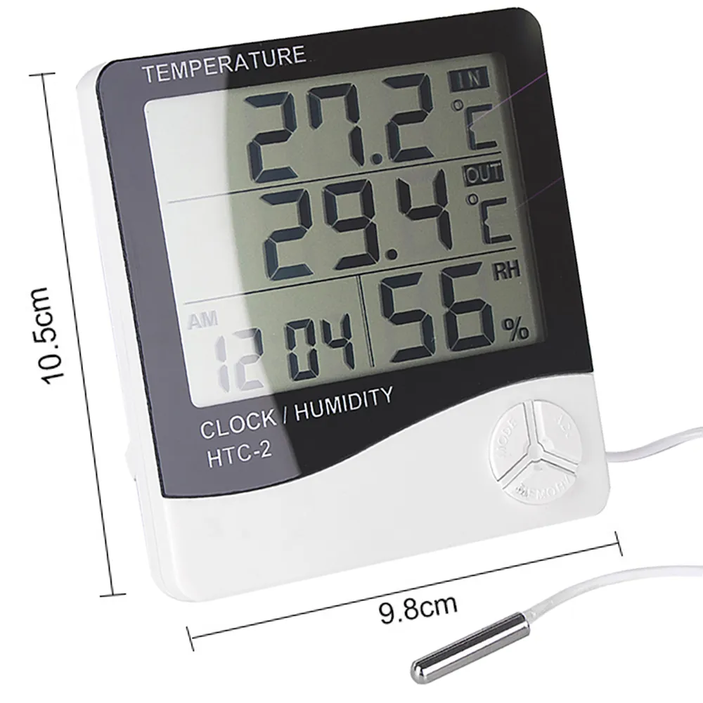 Digital Humidity Meter 3 In 1 Temperature Sensor Clock: 3.7 Inch Indoor ...