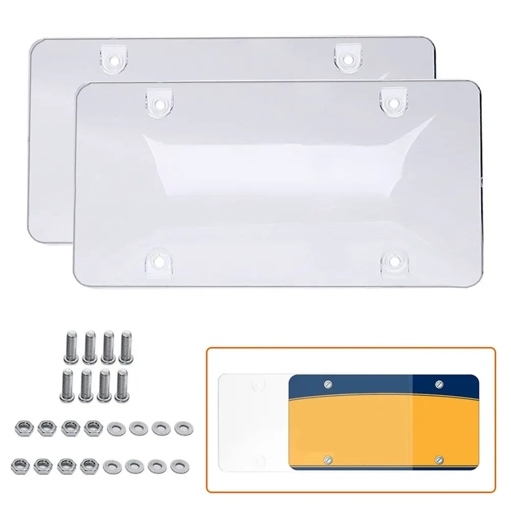 2-Pack Clear License Plate Covers & Frames - ABS Plastic, Universal Fit For US Plates (12.4x6.3 In) - View #5