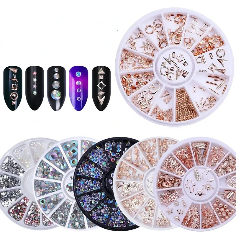 1 boîte mixte en 3d strass nail art décorations de cristal bijoux bijoux or ab pierres brillantes charme accessoires de manucure en verre