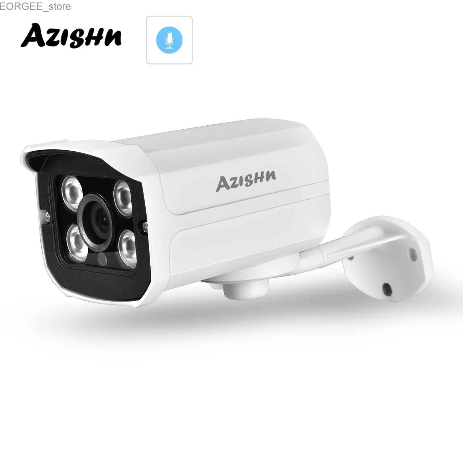 Andra CCTV -kameror Azishn H.265 3MP IP -kamera Audio Motion Detection Metal Watertproof IP66 Night Vision PoE48V Security CCTV Camera P2P Y240403