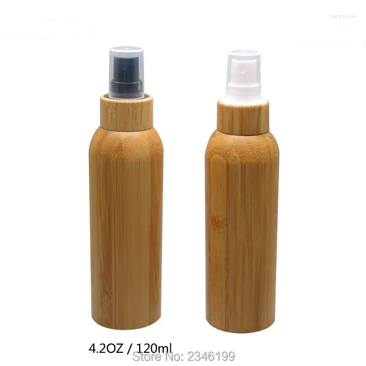 Garrafas de armazenamento 120ml 10pcs/lote cosmético de ponta de bambu vazia garrafa de spray de bambu diy líquido recarregável ferramenta