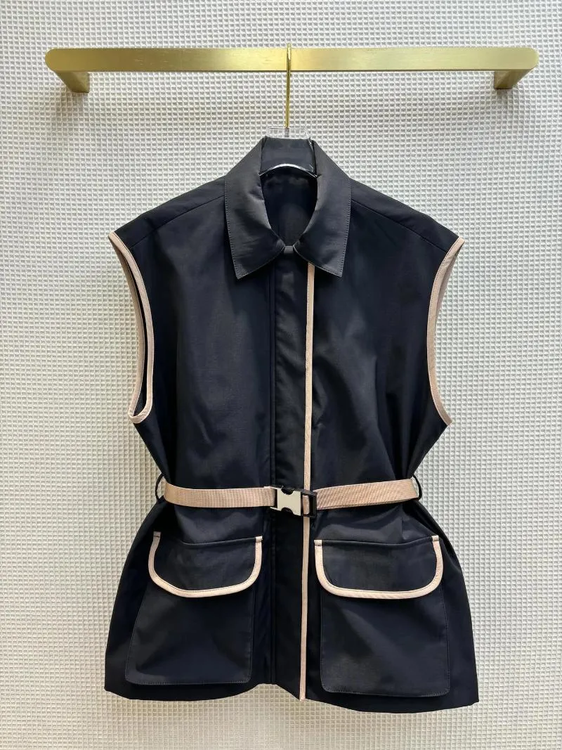 Women's Jackets Vest Coat Full Of Advanced Color Contrast With A Special Eye-catching Small Lapel Straight Tube Version3.16