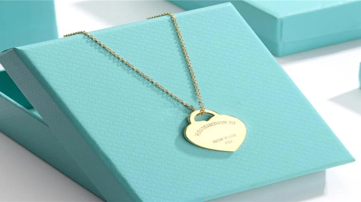 Orijinal Mavi Kutu Altın Kolye Kadınlar için Modaya Mücevher Bilezikler Tasarımcı Aşk Kolyeleri Moda Lüks Mücevherat Özel Chai5954608