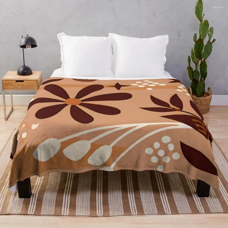 Couvertures Boho Terracotta Flowers Luxury pour canapé-lit enleme