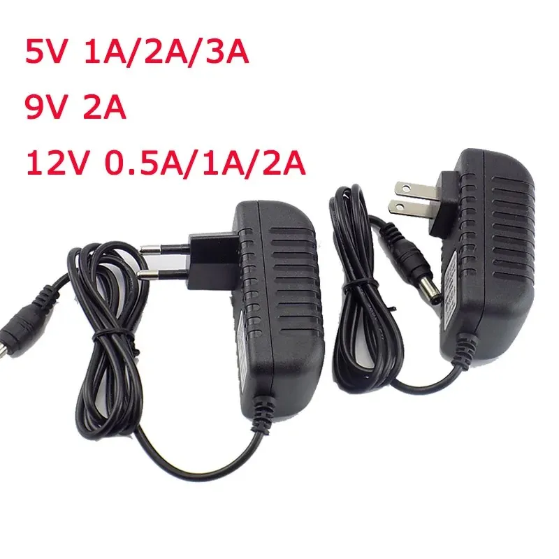 Stromadapter AC an DC 100-240V Versorgungsladegerät Adapter 5V 12V 9V 1A 2A 3a 0,5a US EU-Stecker 5,5 mm x 2,5 mm für CCTV-LED-Streifenlampe