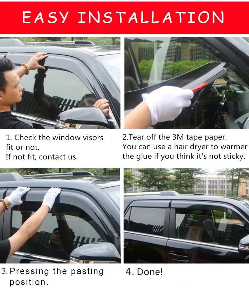 Side Window Visor Rain Guards For Mini Countryman 2011-2015 R60 - 4pc Set Black Tinted Wind Deflectors - View #8