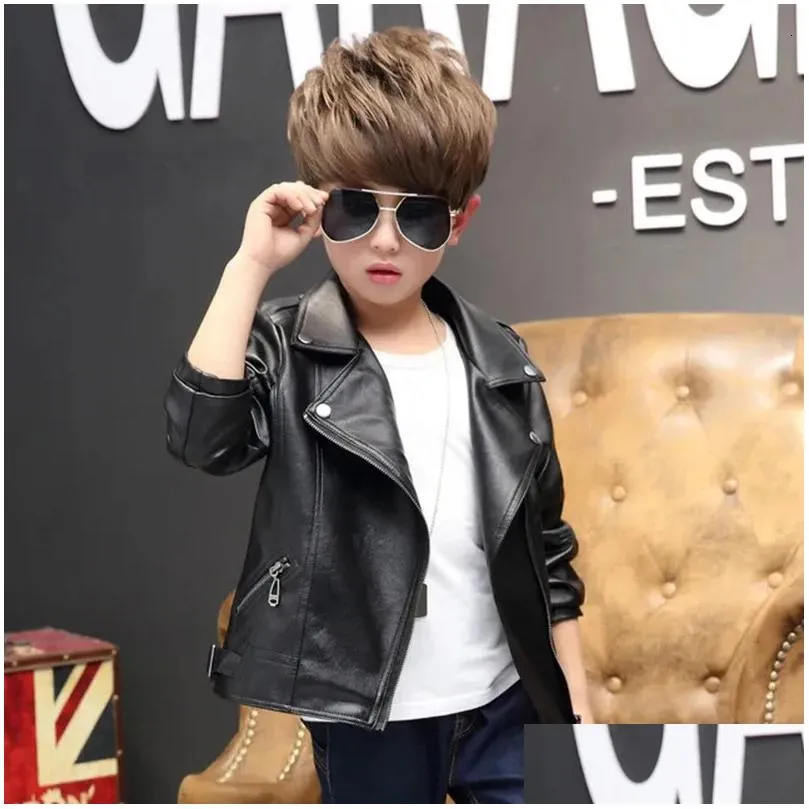 Jackets Brand Fashion Classic Girls Boys Black Motorcycle Catur