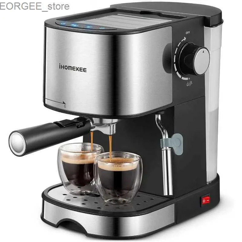 Café das cafeteiras Ihomekee Espresso Máquina de Espresso 15 bar Espresso de pressão e Cappuccino Machine com espuma de leite/palito de vapor para lattes Y240403