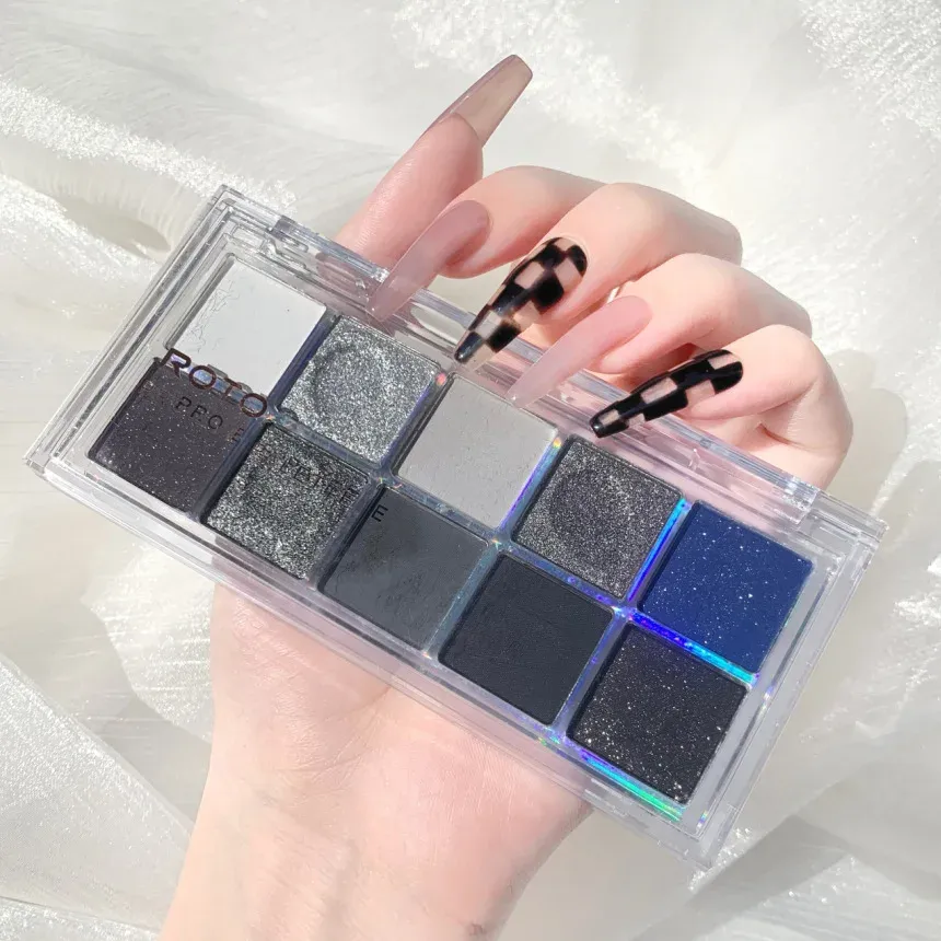 Sombra Punk Smokey Eyeshadow Paleta 10 Color acrílico fosco glitter olho sombra paleta de maquiagem nua nude preto pigmento olho azul