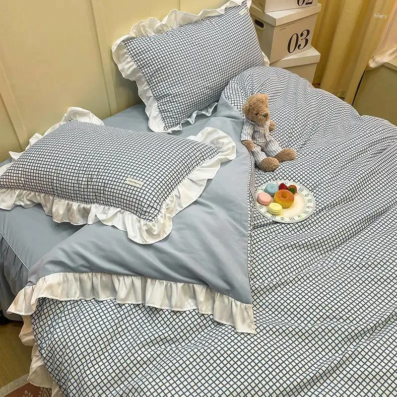 Zestawy pościeli Tekstyles w stylu Koreańszy Księżniczka Czteroczęściowa spódnica łóżka pościel 1,8m Ruffled Duvet Cover Arkusz