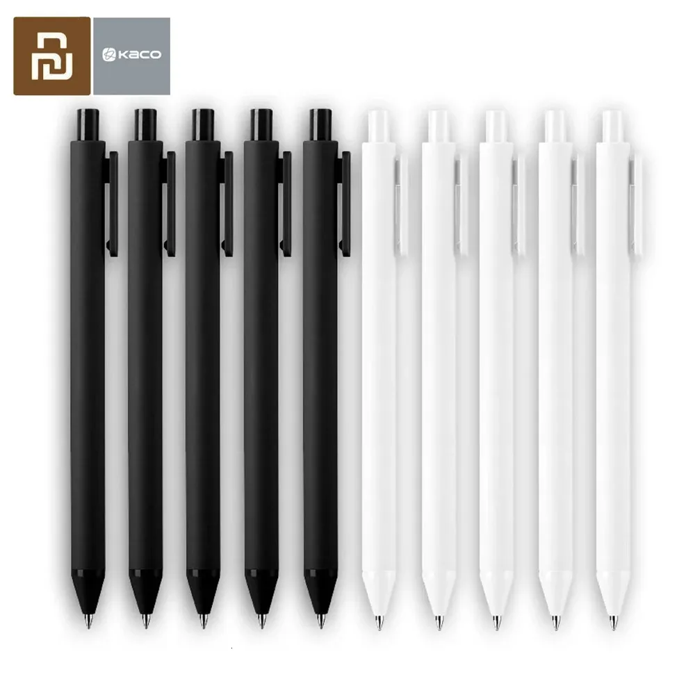 Youpin kaco gel stylo 05mm mm noir blanc couleur recharges ABS ABS plastique en plastique Longueur 400 mm en douceur pour l'étude de bureau 240320