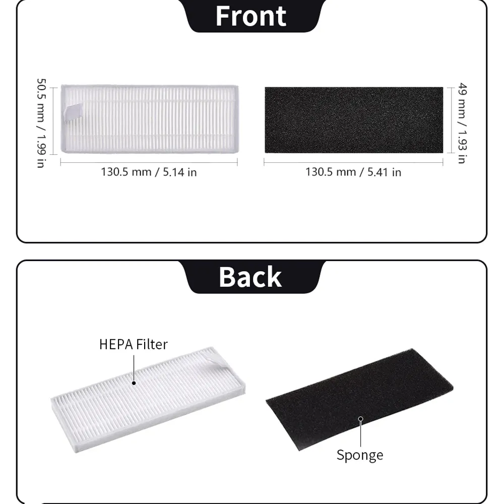 ricambio Spazzola laterale, filtro Hepa, compatibile con Tefal Rowenta Explorer 20 40 50 75 RG7687 / RR7687WH, parti di ricambio for aspirapolvere robot(6pcs side brush