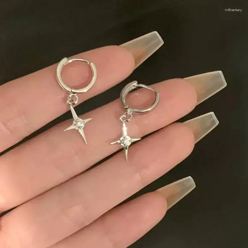 Dangle Oorbellen 2024 Goth Harajuku Y2K Zoete Koele Zilveren Kleur Metalen Ster Drop Hanger Oorbel Voor Vrouwen Egirl Esthetische EMO Accessoires