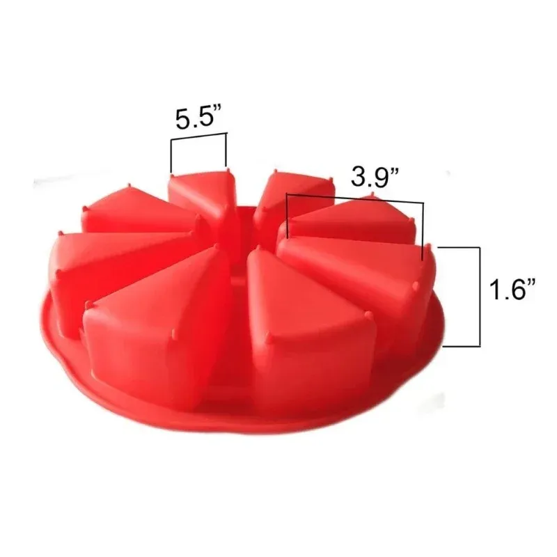 2024 Mold de panificação de triângulo 8 Silicone Patisserie Bolo de porção Moule Gateaux Pizza Fatias