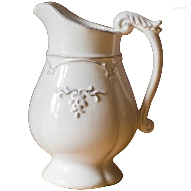 Vasen Französischer Blumentopf aus weißem Porzellan, eleganter, klassischer Retro-Blumentopf und Vase, Keramik-Unterglasur, dekorative Ornamente