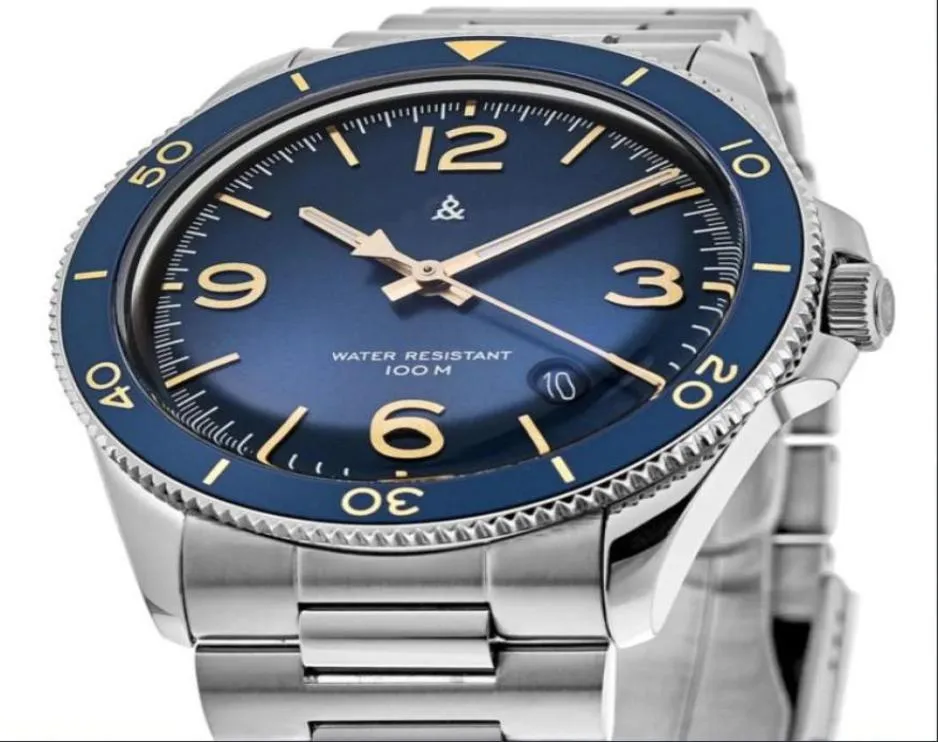 Montre-bracelets 2021 Vente de luxe Br trois calendrier à aiguille en acier inoxydable Face bleu Watch1045176