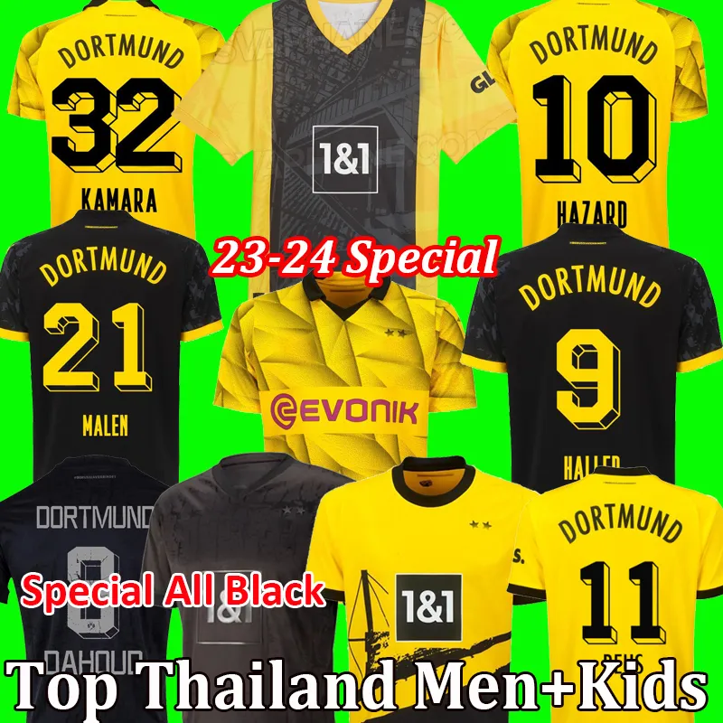 23 24 Cup Kit Special Dortmund football shirts soccer jerseys 2023 2024 All Black football shirt REUS NEONGELB HUMMELS BRANDT YEYNA men kids kit maillot de foot