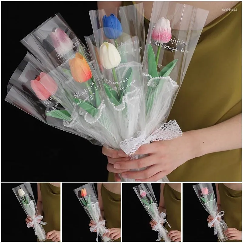 Fiori decorativi 1pcs Tulip Flower Bouquet Insegnante Regalo Fino Regali di Madre Falti Decorazioni per la casa per la casa di matrimonio artificiale