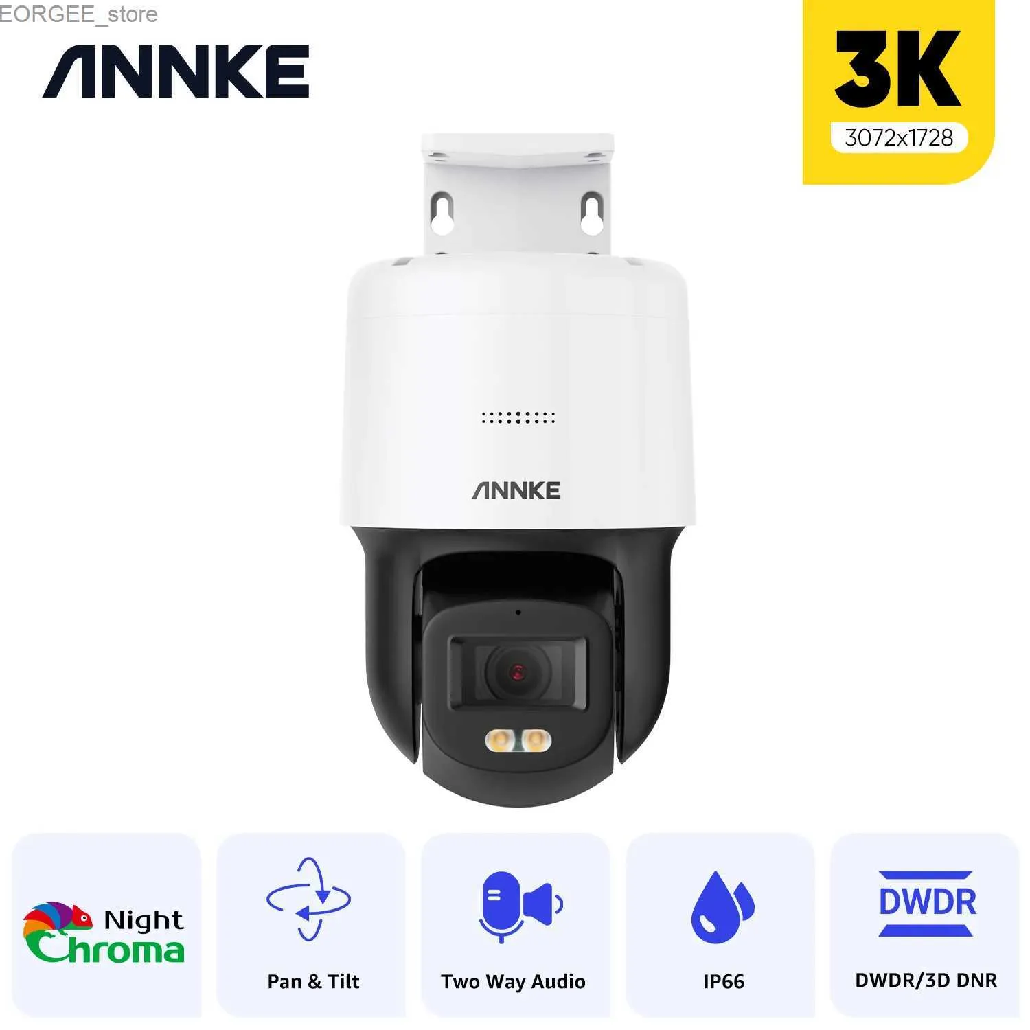 Andere CCTV-Kameras Annke 3K Full Color Network IP-Kamera integriertes Mikrofon und Lautsprecher für Echtzeit-Audio-Überwachungskamera IP66 Innen-/Outdoor Y240403