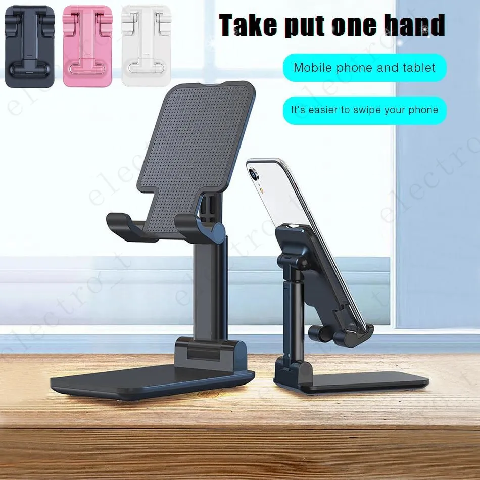 Foldbar Alloy Metal Phone Holder Erkant Mobil justerbar flexibel skrivbord Stativ kompatibel för smartphone iPhone Samsung Huawei Tablet PC