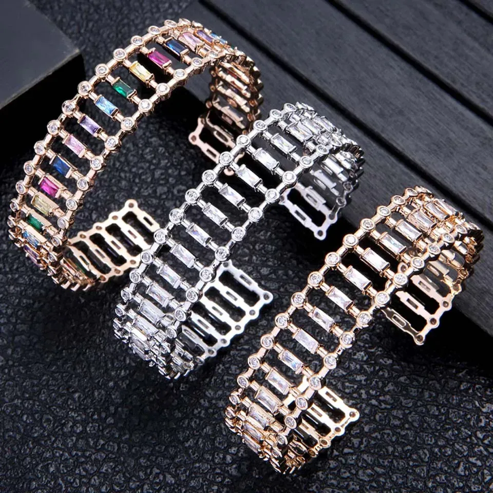 Bracelets Zlxgirl colorful AAA CZ zircon Dubai Gold Copper bangle bracelet Fashion women's bridal Bangle accessory free shipping