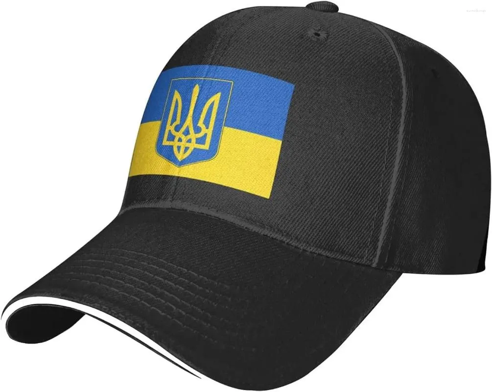 Caps de bola Bandeira ucraniana Premium Cap premium de beisebol para homens e mulheres - Protection Suns Sun Protection Black