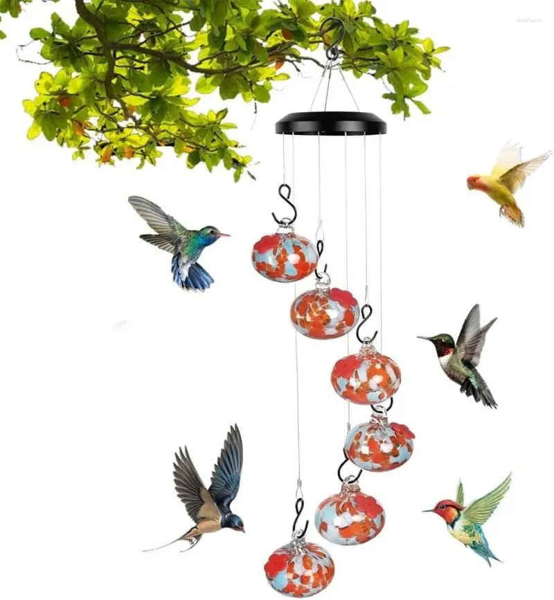 Autres fournitures d'oiseau charmant wind chimes mangeur de colibri pour la fenêtre Patio de jardin de fenêtre à l'extérieur suspendu en verre soufflé à la main