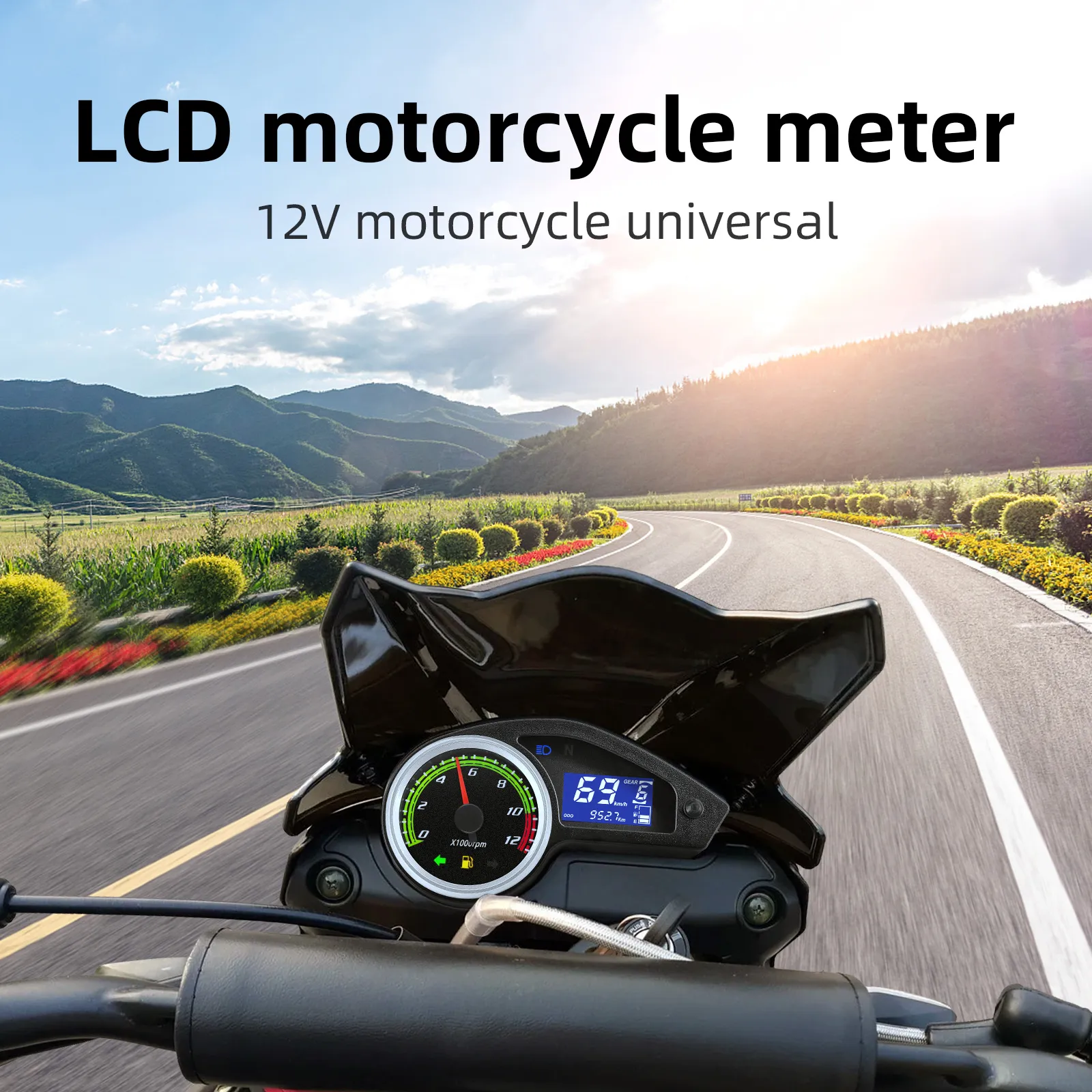 Speedometer Gear Display Motorcycle Gear Universal Motorcycle Speedometer - 95mm Digital Display ...