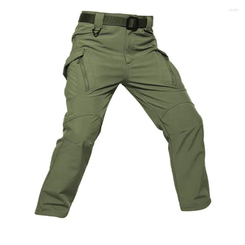 Pantalon masculin Hiver Softshell Military Tactical Mens Fleece Cargo imperméable Camouflage de combat de vent en vent.