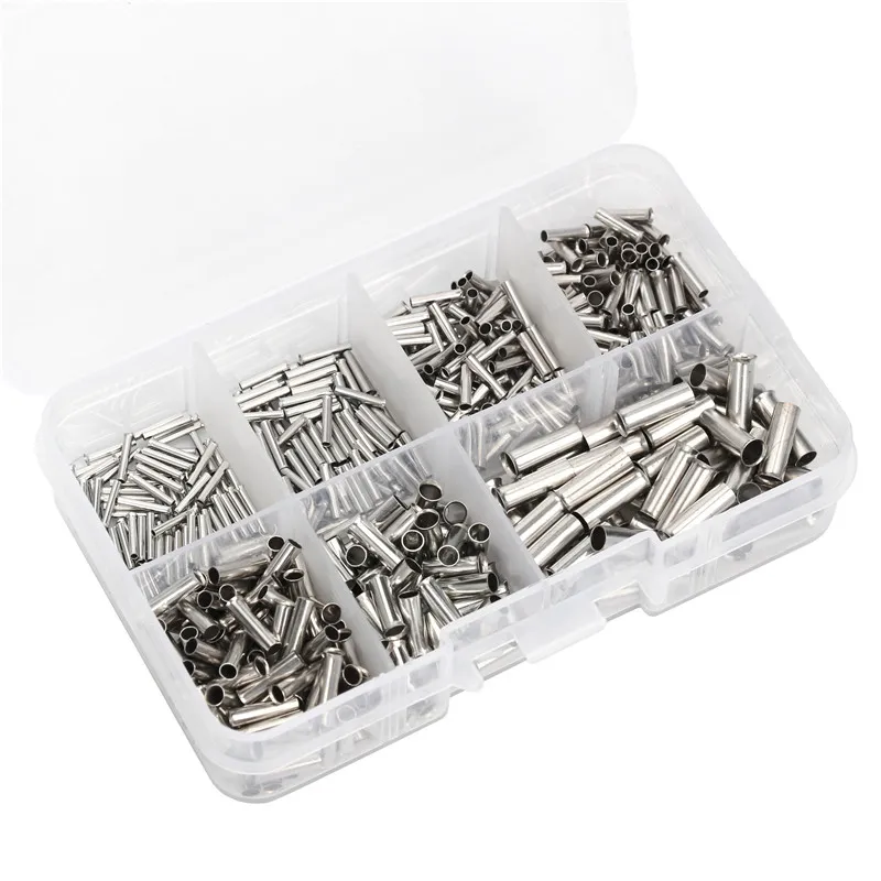 600pcs 0,5mm2-6mm2 Conector de arame não isolado Ferrules terminal de cabo elétrico Terminal de cobre nua Crimp Terminal