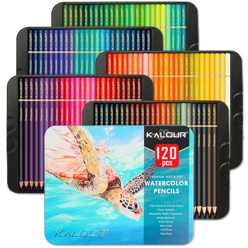 Crayons 120 crayons de couleur fixés pour artistes adultes coloriage dessin crayons pour les journaux de livres à colorier, fournitures d'art professionnelles